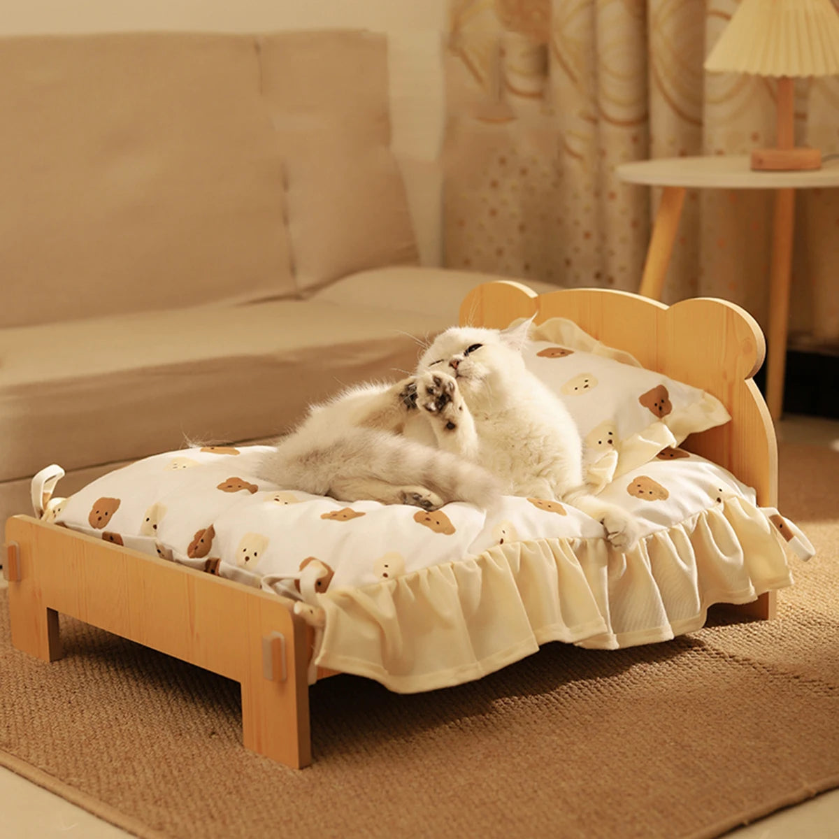 Purrfect Dreams Wooden Pet Bed 🐾