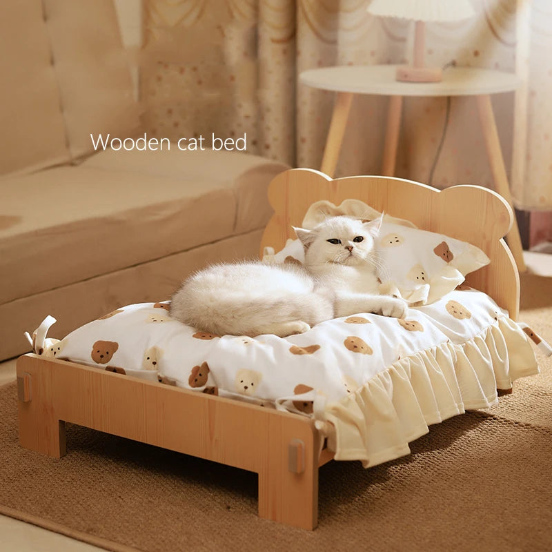 Purrfect Dreams Wooden Pet Bed 🐾