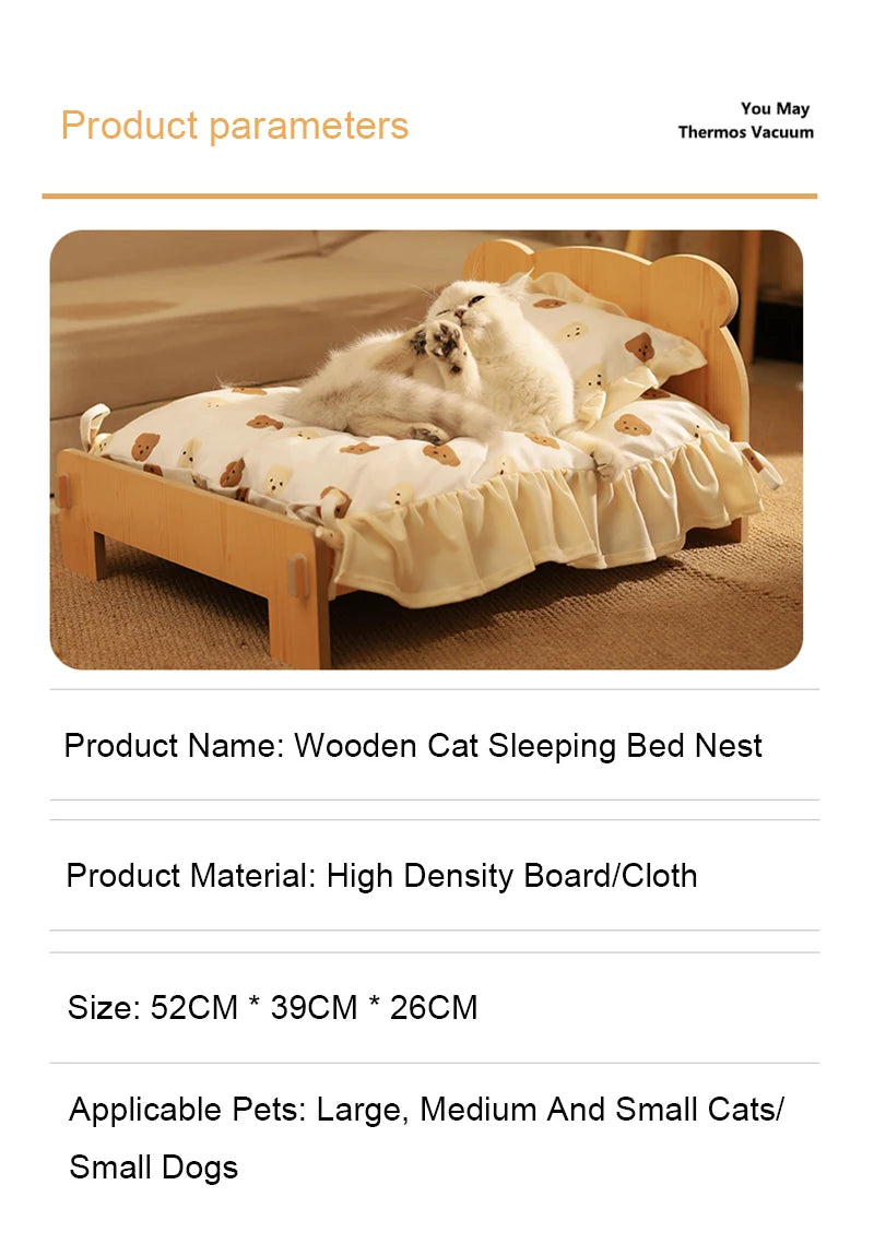 Purrfect Dreams Wooden Pet Bed 🐾